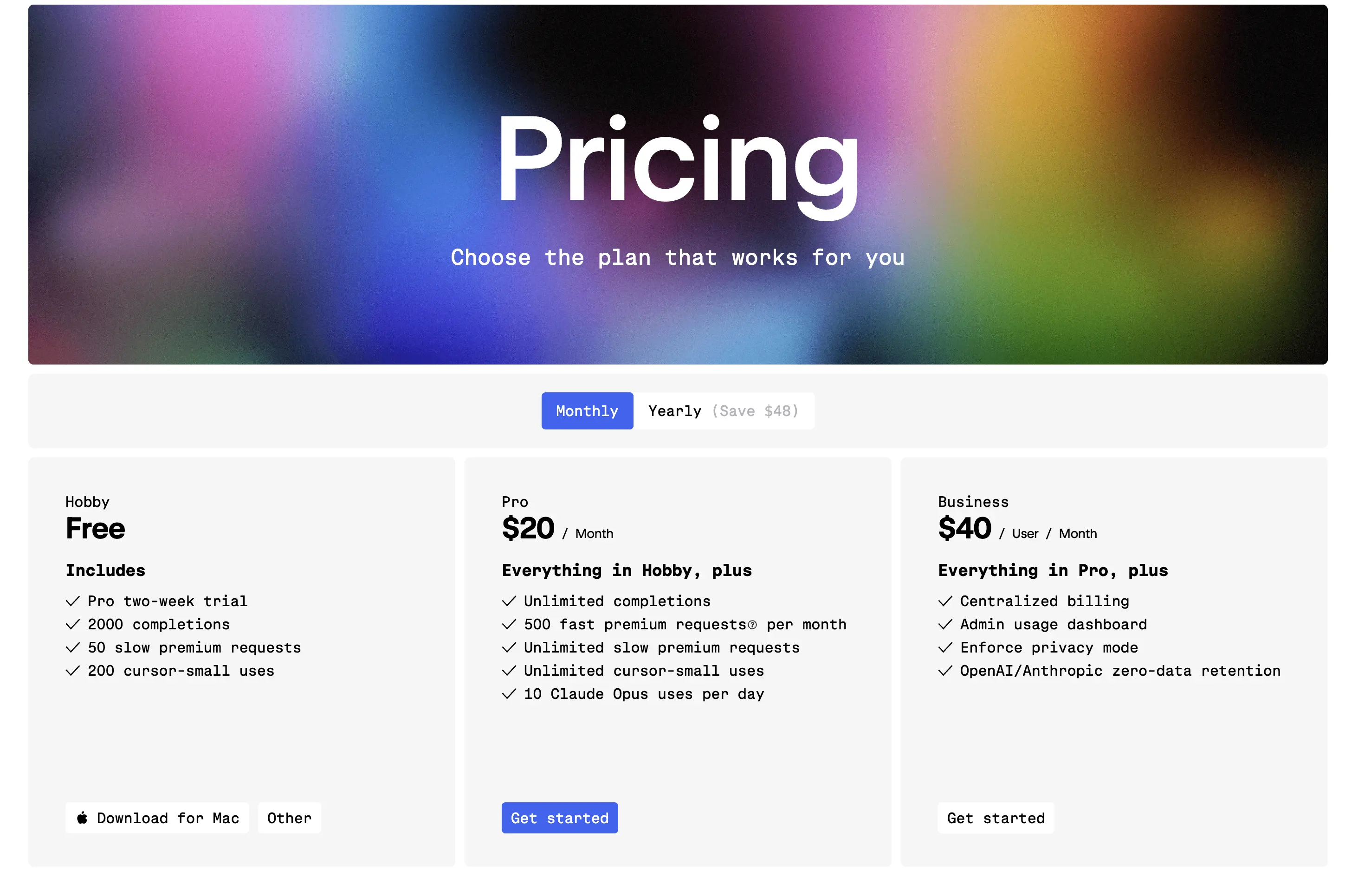 Cursor pricing