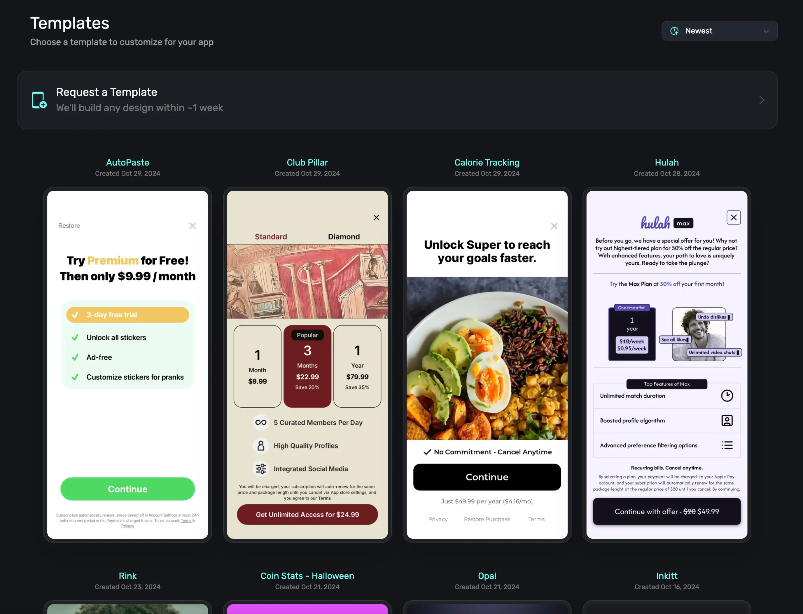 Superwall paywall templates library